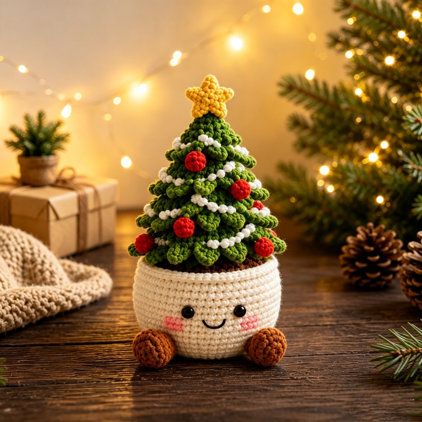 Handmade Crochet Christmas Plant Pots – Festive Holiday Decor Gift for Home & Office - MyMoonLampAu