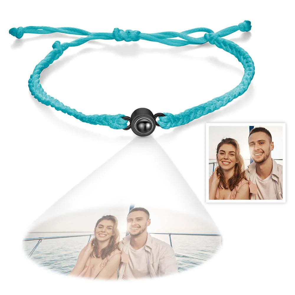 Custom Photo Projection Bracelet Simple Woven Couple Gifts - mymoonlampau