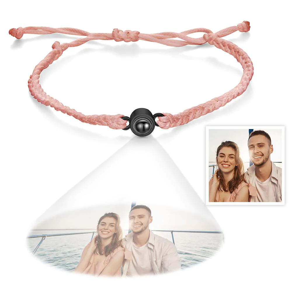 Custom Photo Projection Bracelet Simple Woven Couple Gifts - mymoonlampau