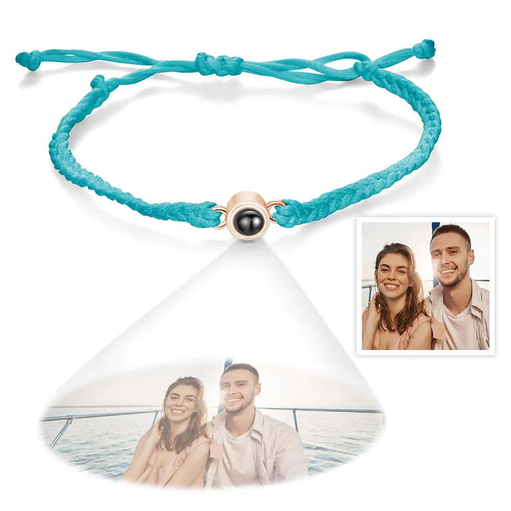 Custom Photo Projection Bracelet Simple Woven Couple Gifts - mymoonlampau