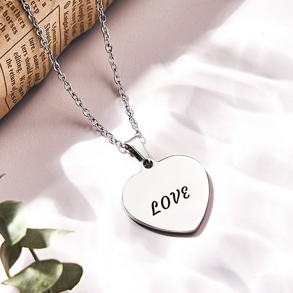 Custom Fingerprint Photo Necklace with Engraving Round Shape Custom Fingerprint Heart Jewelry 14K Gold Plated - MyMoonLampAu