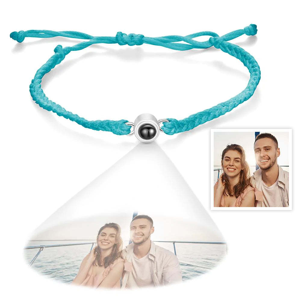 Custom Photo Projection Bracelet Simple Woven Couple Gifts - mymoonlampau