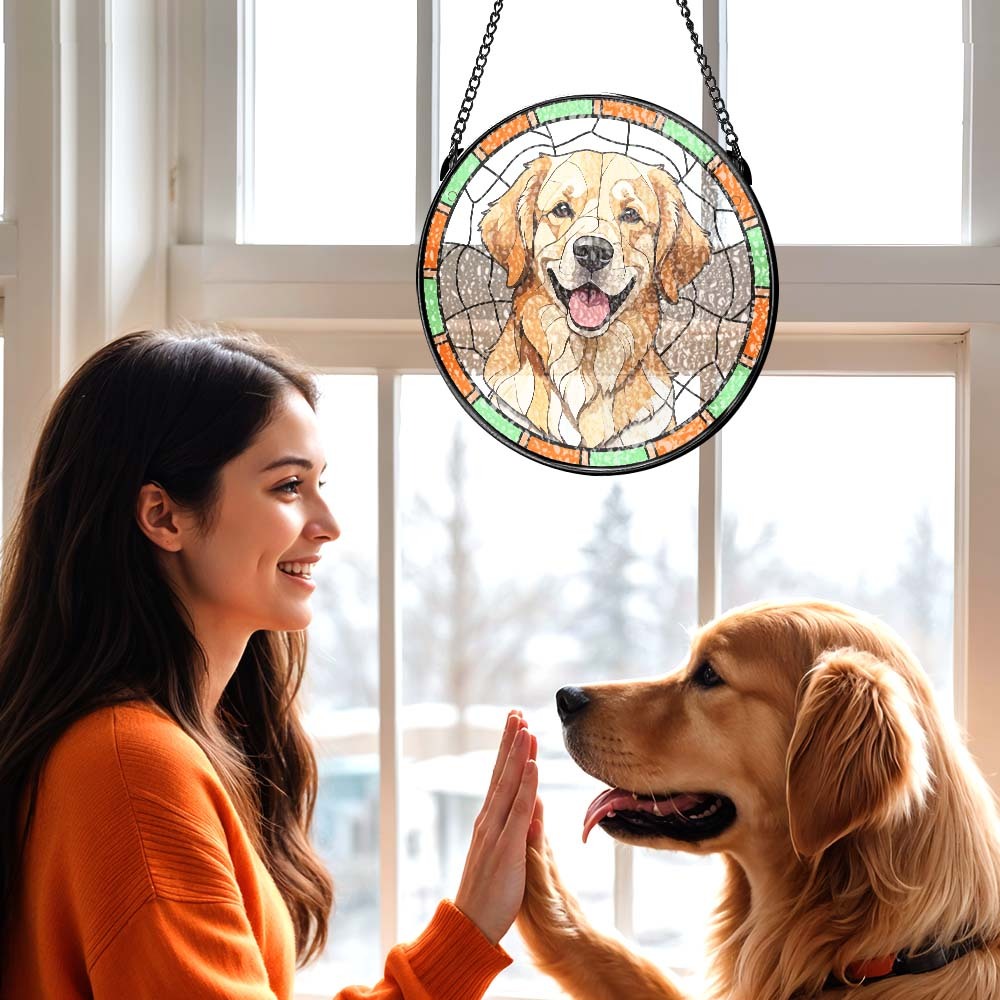 Custom Rainbow Pet Portrait Suncatcher, Personalized Rainbow Dog Portrait, Colorful Acrylic Pet Memorial, Dog Lost Suncatcher, Gift for Friends