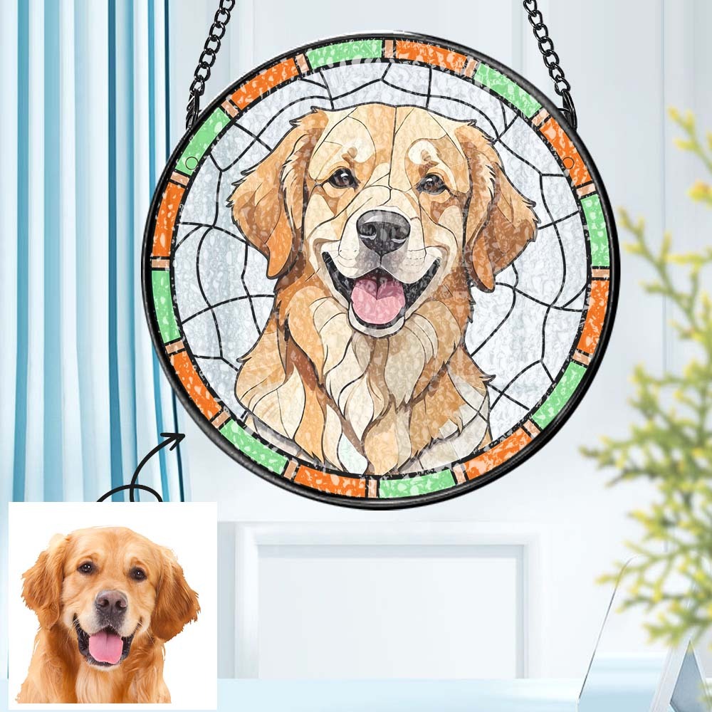Custom Rainbow Pet Portrait Suncatcher, Personalized Rainbow Dog Portrait, Colorful Acrylic Pet Memorial, Dog Lost Suncatcher, Gift for Friends