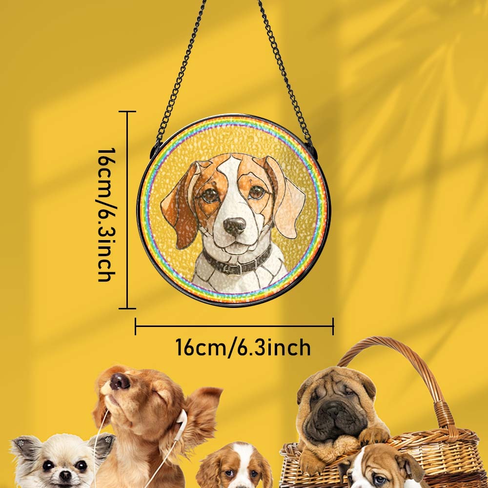 Custom Rainbow Pet Portrait Suncatcher, Personalized Rainbow Dog Portrait, Colorful Acrylic Pet Memorial, Dog Lost Suncatcher, Gift for Friends
