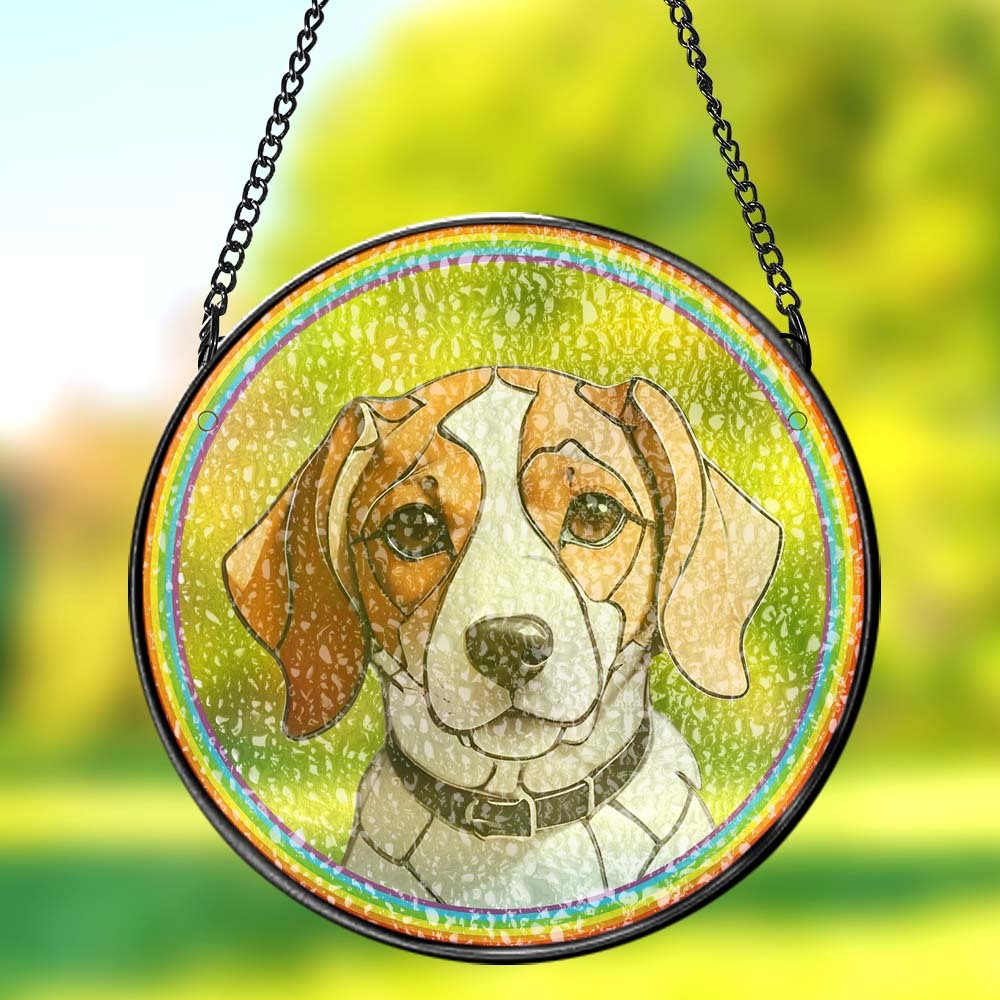 Custom Rainbow Pet Portrait Suncatcher, Personalized Rainbow Dog Portr