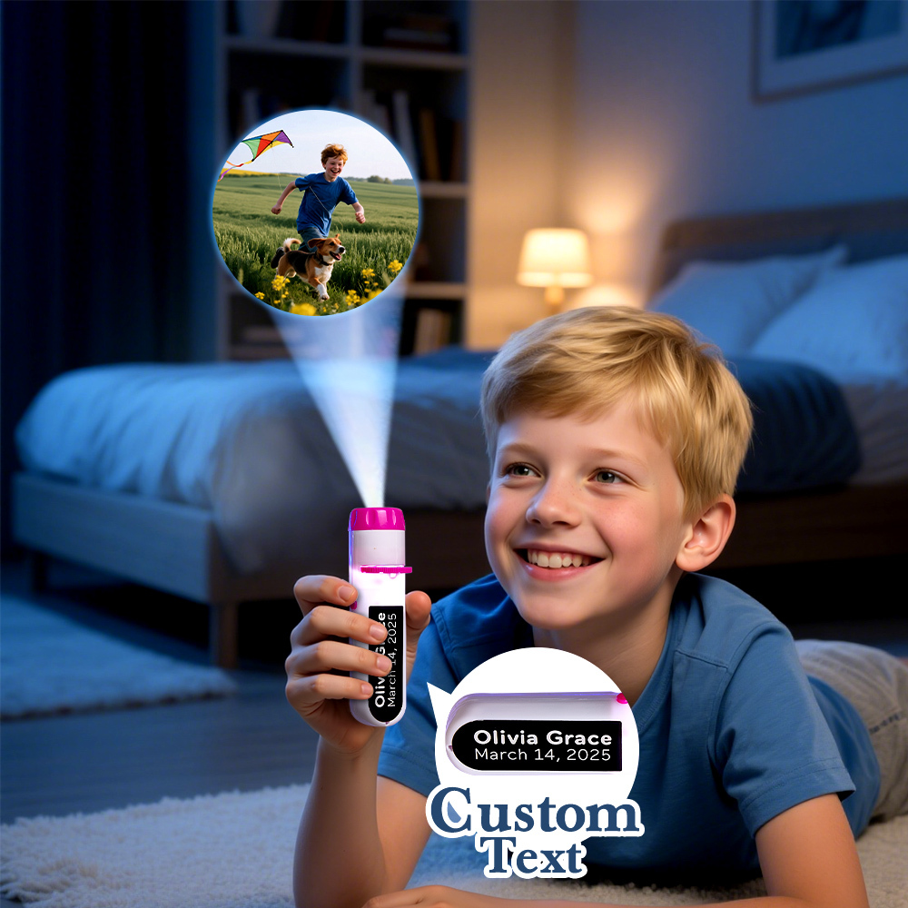 Custom Photo Flashlight Personalized Text and Photo Viewer with Your Own Photos Family Anniversary Gift - MyMoonLampAu