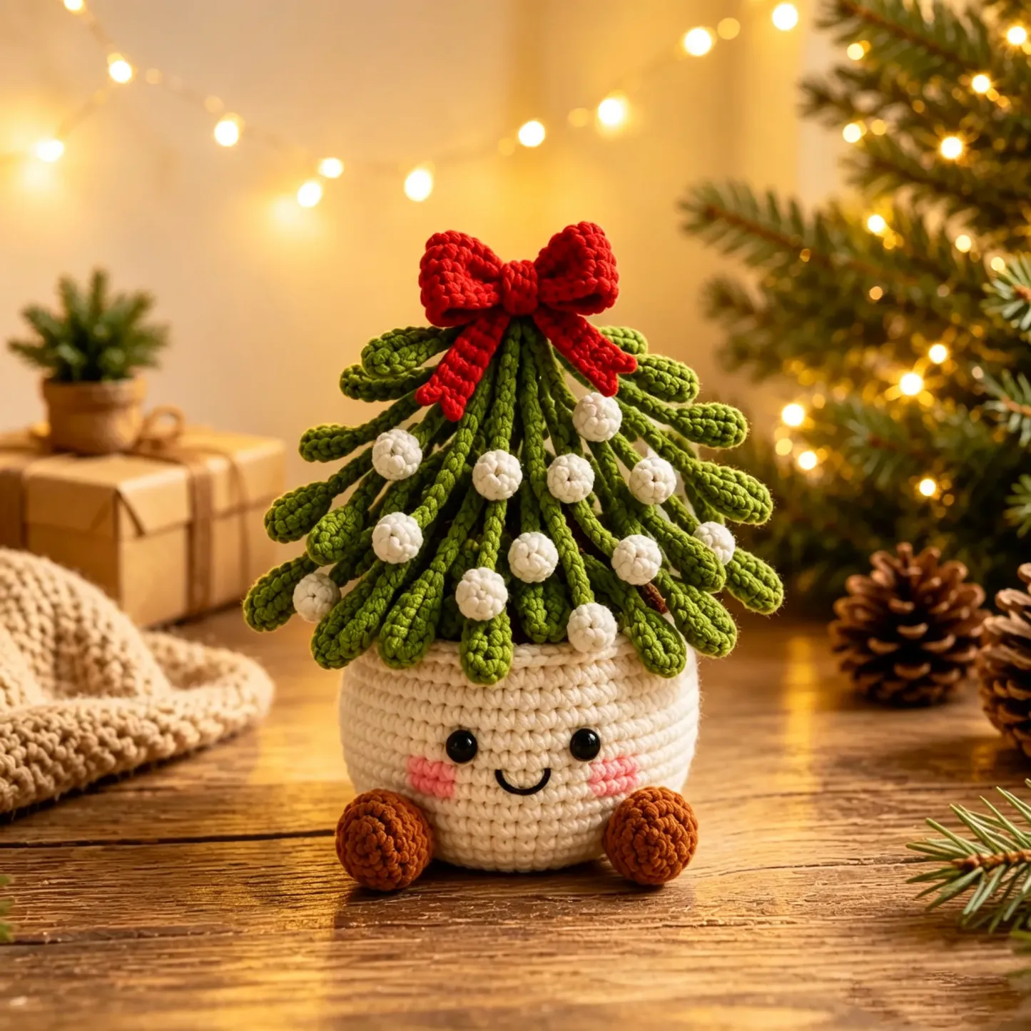 Crochet Christmas Plant Pot Cover – Handmade Holiday Decor for Home & Office - MyMoonLampAu