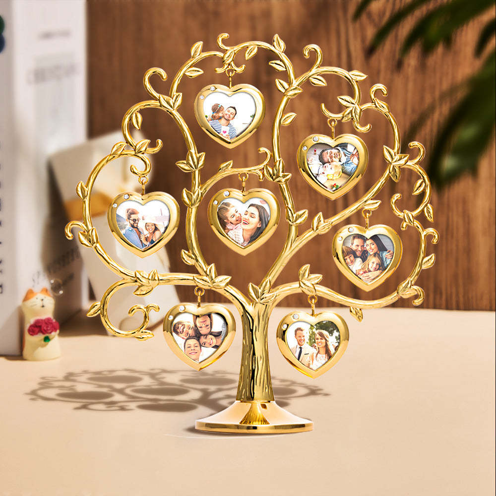 Custom Photo Family Tree With 7 Hanging Picture Frames Metal Table Top Decoration - mymoonlampau