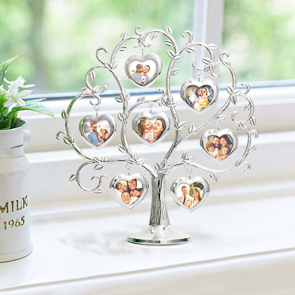 Custom Photo Family Tree With 7 Hanging Picture Frames Metal Table Top Decoration - mymoonlampau