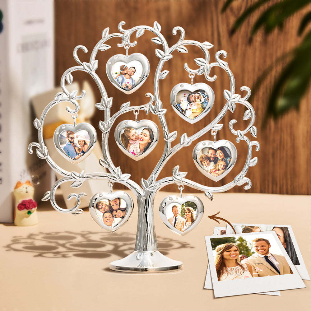Custom Photo Family Tree With 7 Hanging Picture Frames Metal Table Top Decoration - mymoonlampau