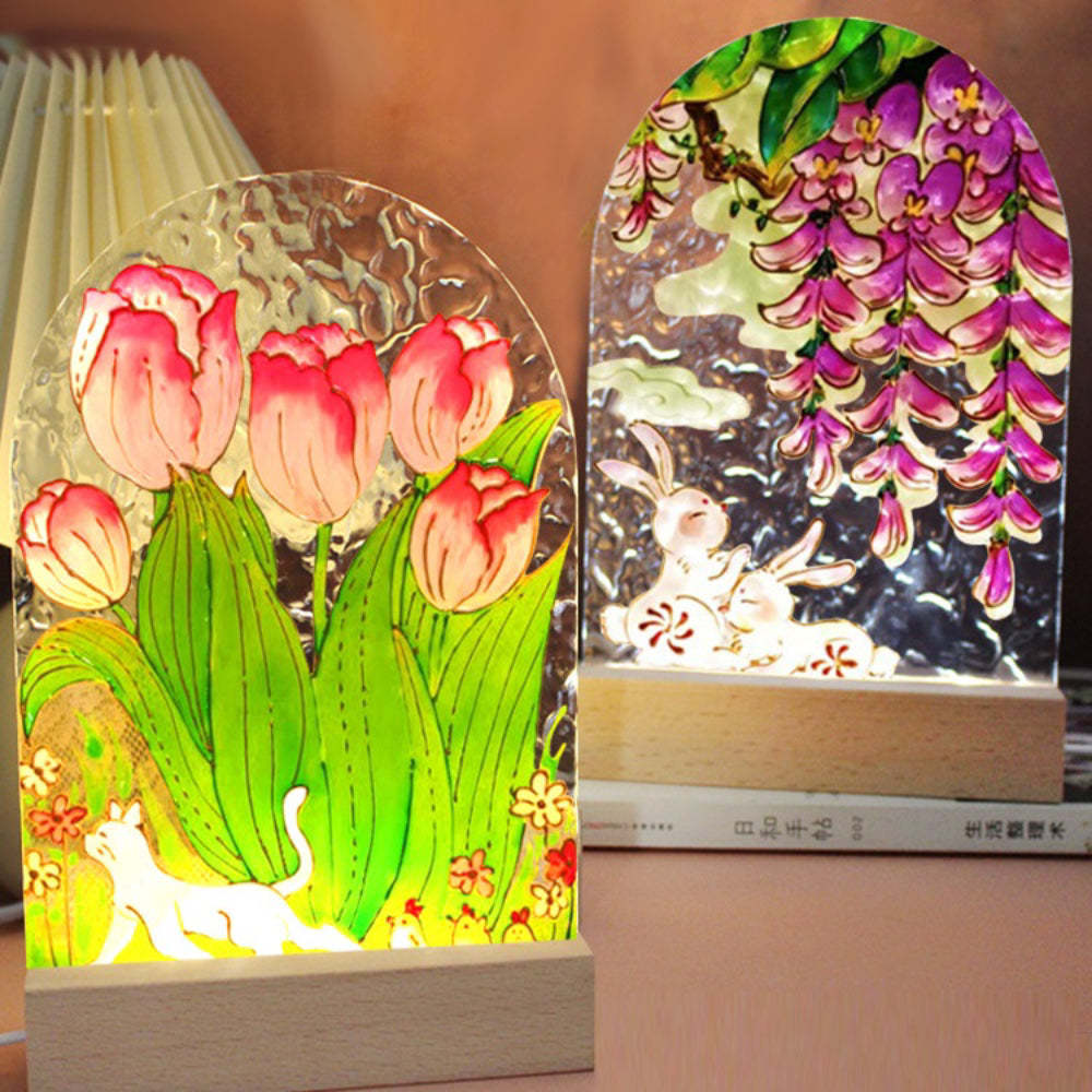 DIY Painting Night Light Set Water Wave Transparent Acrylic Drawing Board Lamp - mymoonlampau