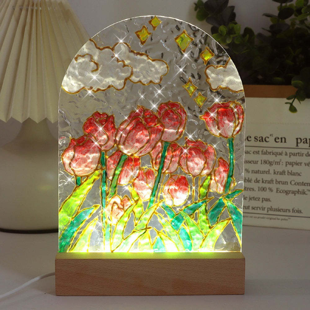 DIY Painting Night Light Set Water Wave Transparent Acrylic Drawing Board Lamp - mymoonlampau