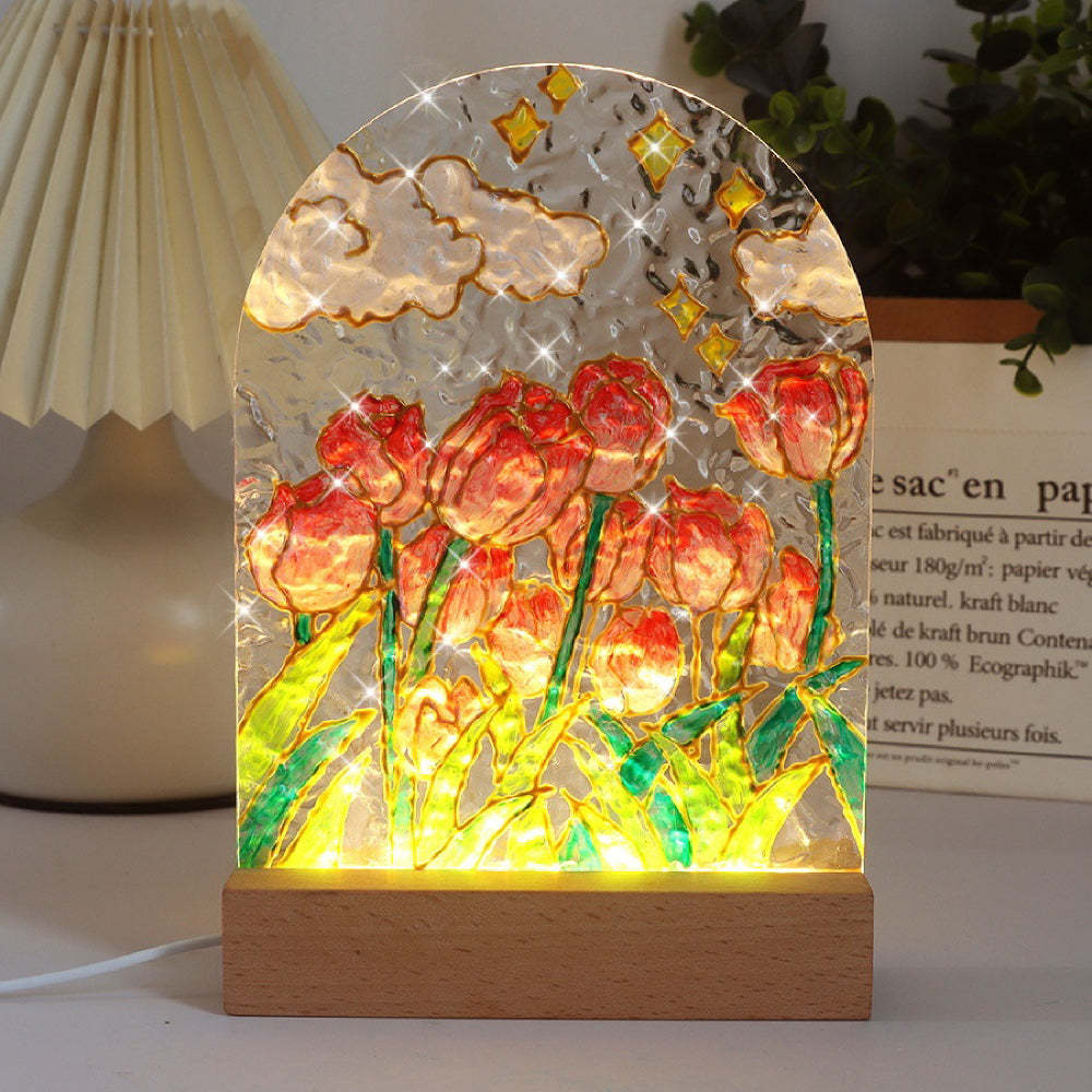 DIY Painting Night Light Set Water Wave Transparent Acrylic Drawing Board Lamp - mymoonlampau