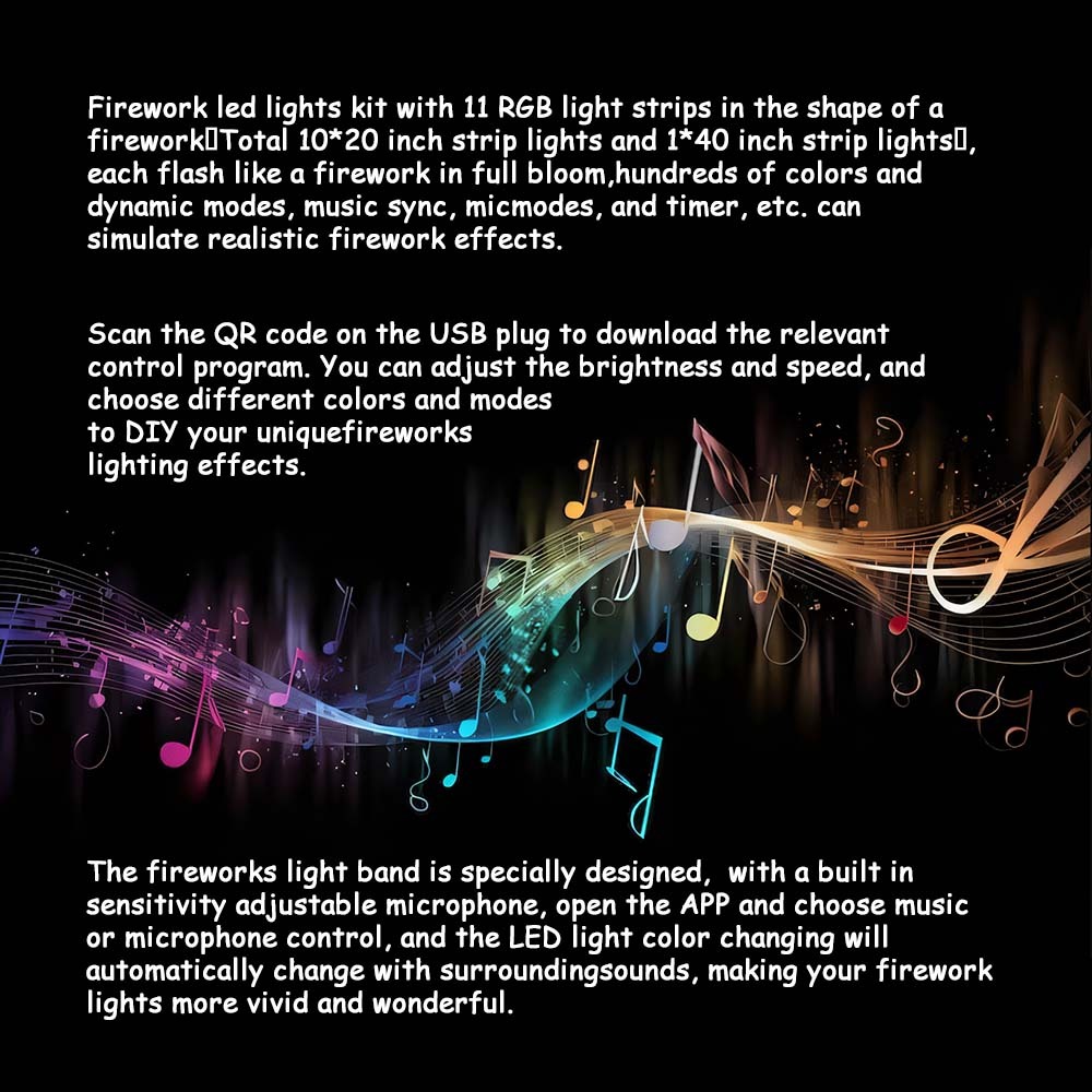 Firework LED Lights RGB Strip App Control USB With Remote Music Sync Color Changing Lights For Christmas - mymoonlampau