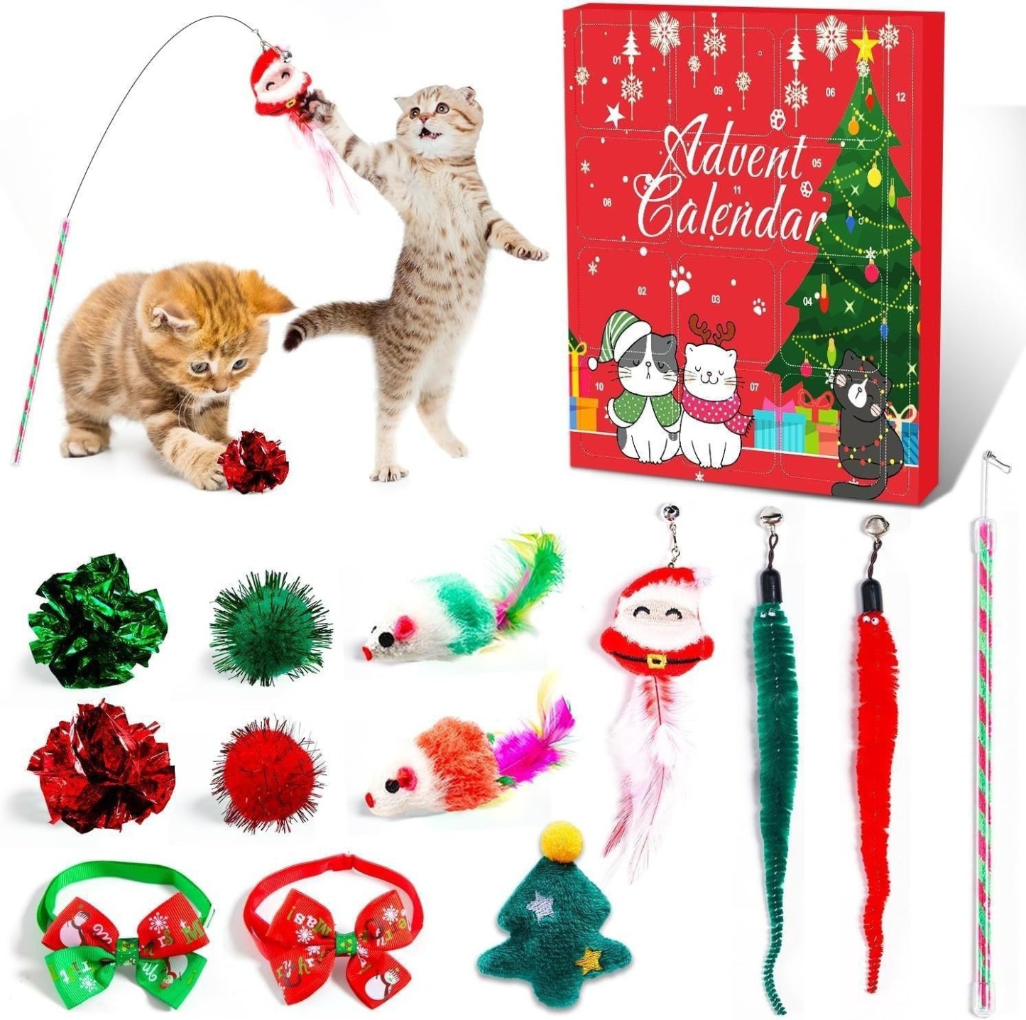 Christmas Countdown Calendar Cat Toy Advent Calendar Christmas Gift for Pet Lovers - MyMoonLampAu