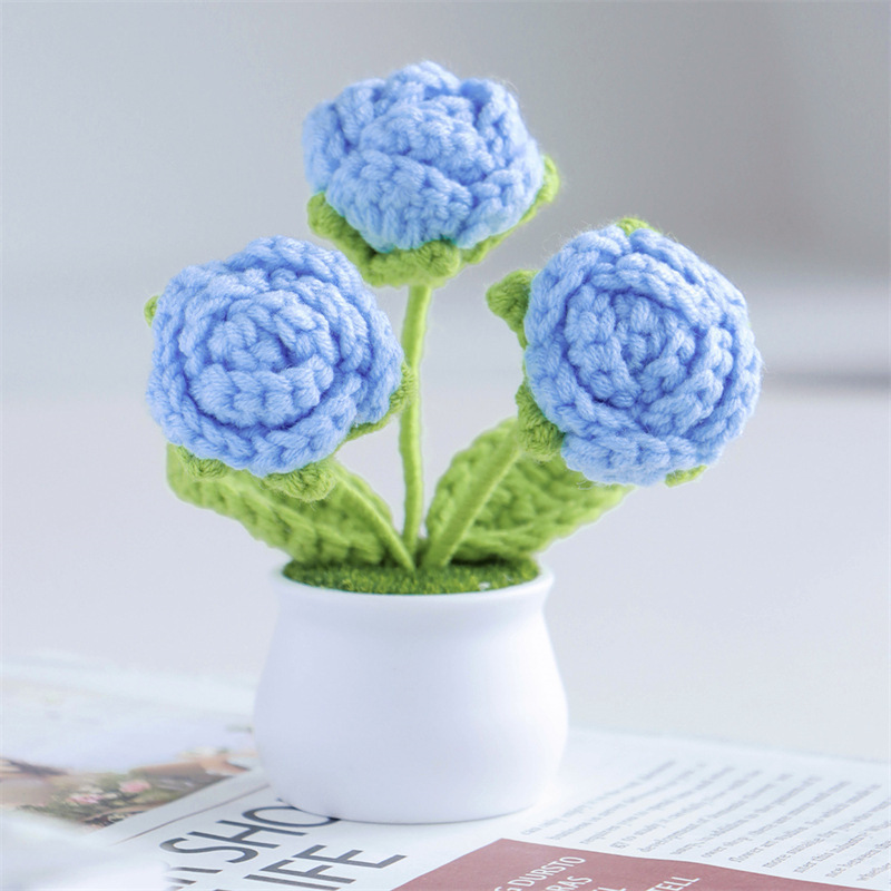 Valentine's Day Gift Knit Rose Potted Ornament Perfect Gift for Her - MyMoonLampAu