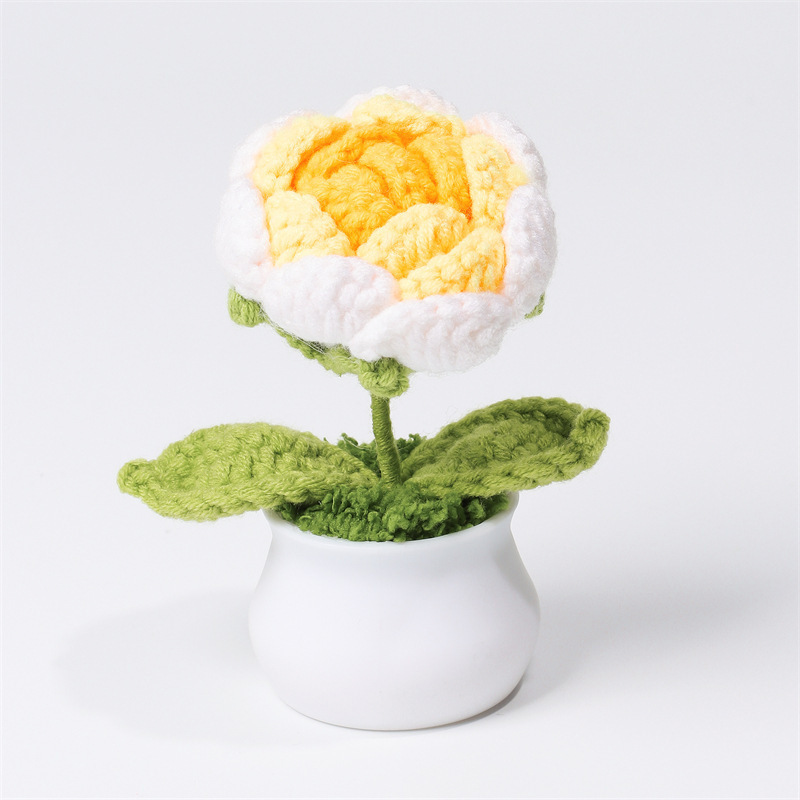 Valentine's Day Gift Knit Rose Potted Ornament Perfect Gift for Her - MyMoonLampAu