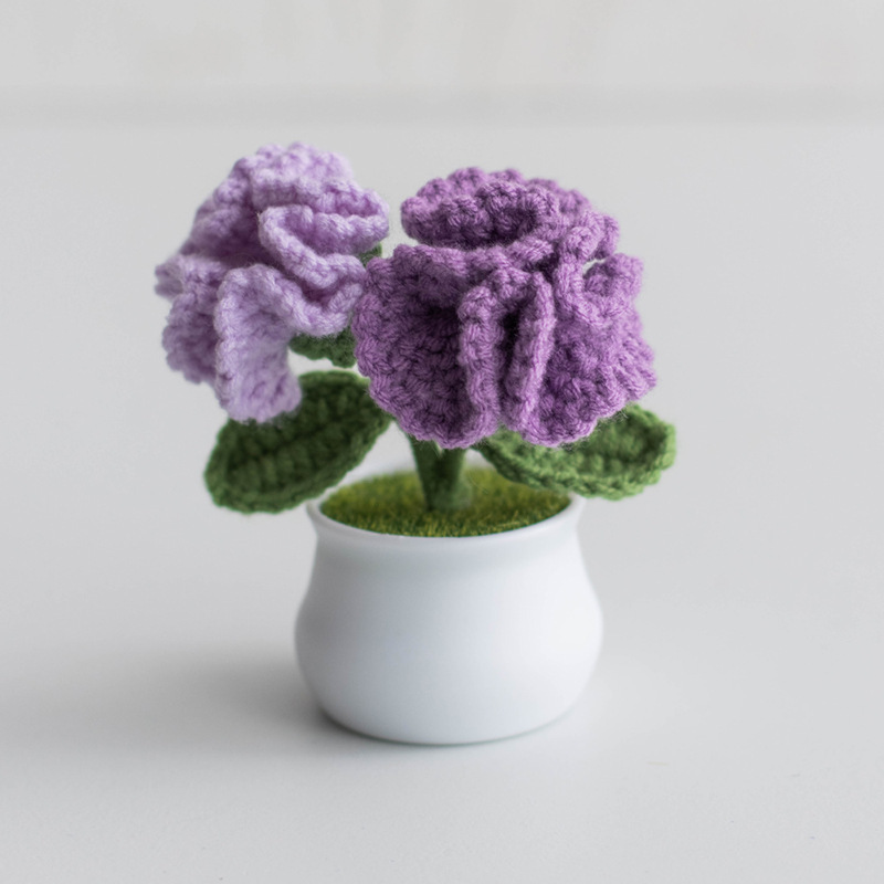 Handcrafted Carnations Crochet Pot Birthday Anniversary Gift for Mom - MyMoonLampAu