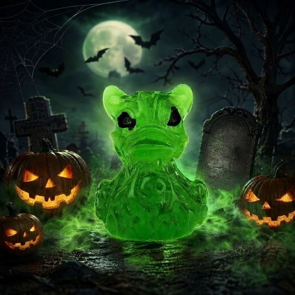 Halloween Gothic Ghost Duck Resin Figurine, Luminous Devil Skull Design, Cute Spooky Duck Desktop Ornament, Creative Glow-in-the-Dark Tabletop Decoration for Home, Office, Party Shelf Display - MyMoonLampAu