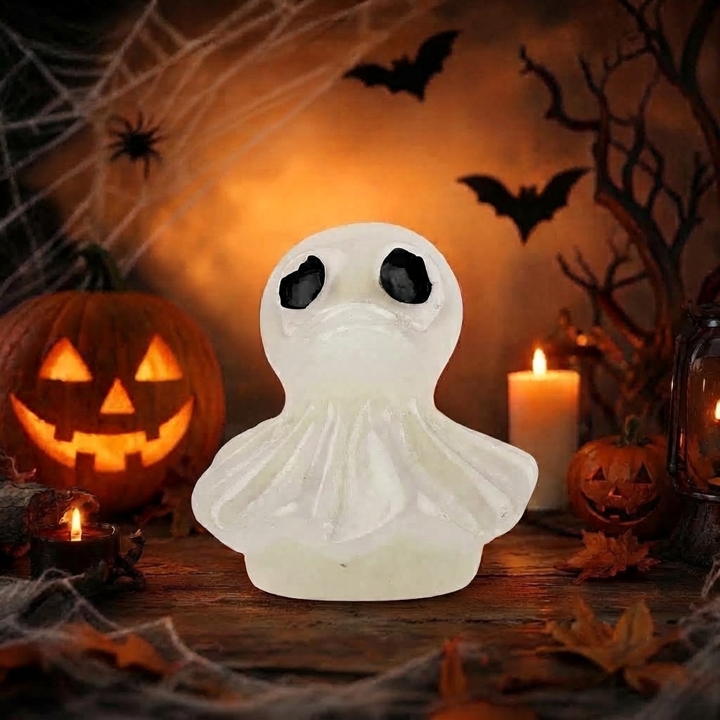 Halloween Gothic Ghost Duck Resin Figurine, Luminous Devil Skull Design, Cute Spooky Duck Desktop Ornament, Creative Glow-in-the-Dark Tabletop Decoration for Home, Office, Party Shelf Display - MyMoonLampAu
