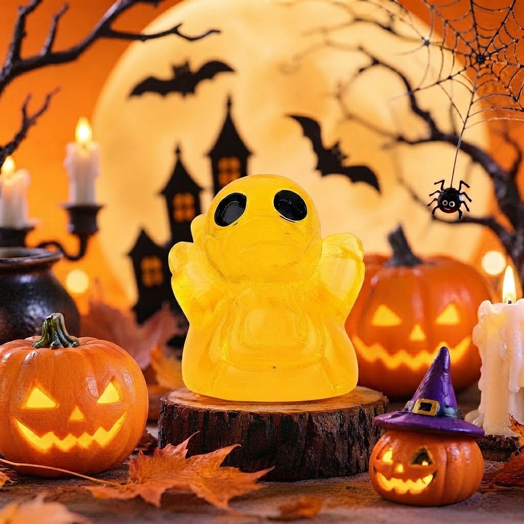 Halloween Gothic Ghost Duck Resin Figurine, Luminous Devil Skull Design, Cute Spooky Duck Desktop Ornament, Creative Glow-in-the-Dark Tabletop Decoration for Home, Office, Party Shelf Display - MyMoonLampAu