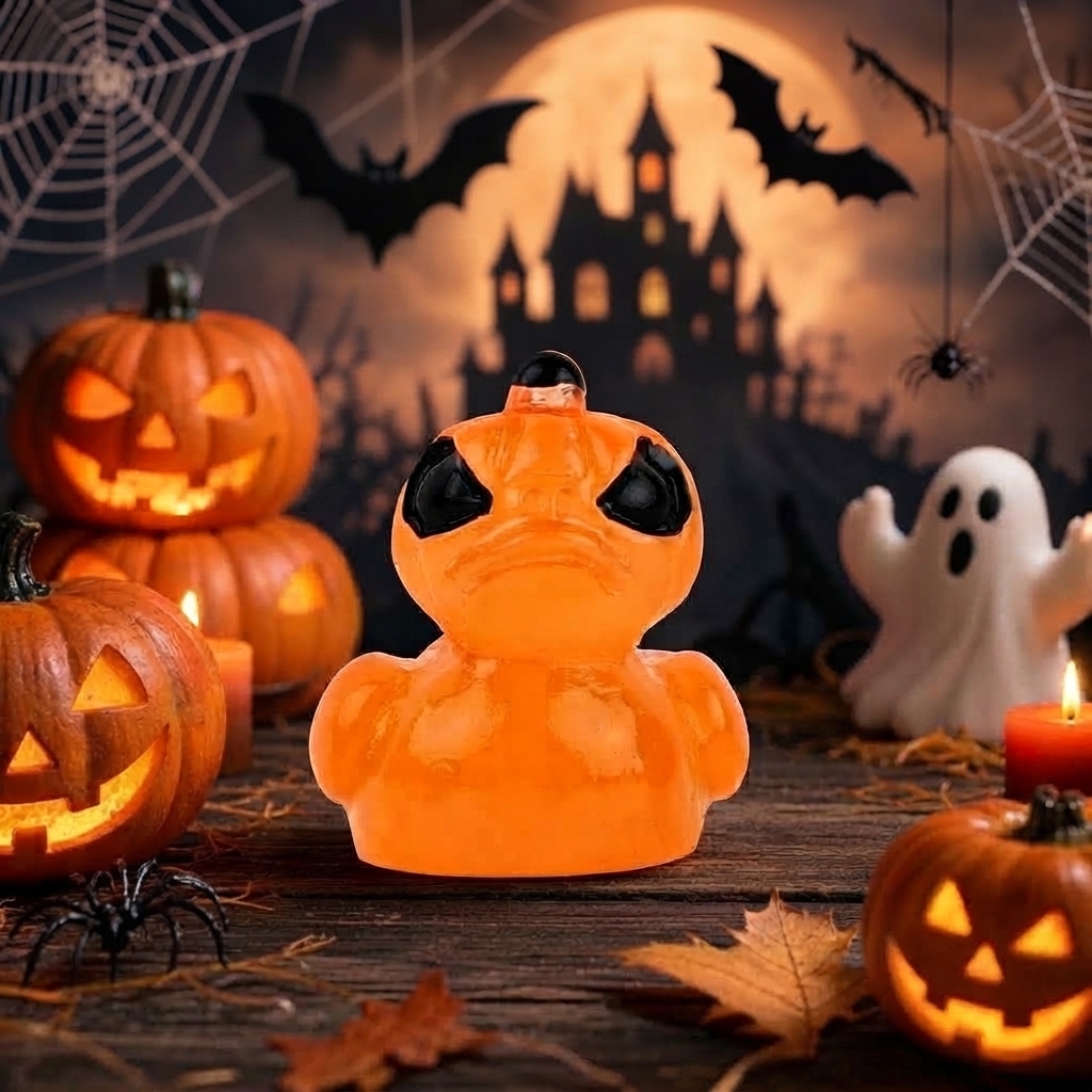 Halloween Gothic Ghost Duck Resin Figurine, Luminous Devil Skull Design, Cute Spooky Duck Desktop Ornament, Creative Glow-in-the-Dark Tabletop Decoration for Home, Office, Party Shelf Display - MyMoonLampAu
