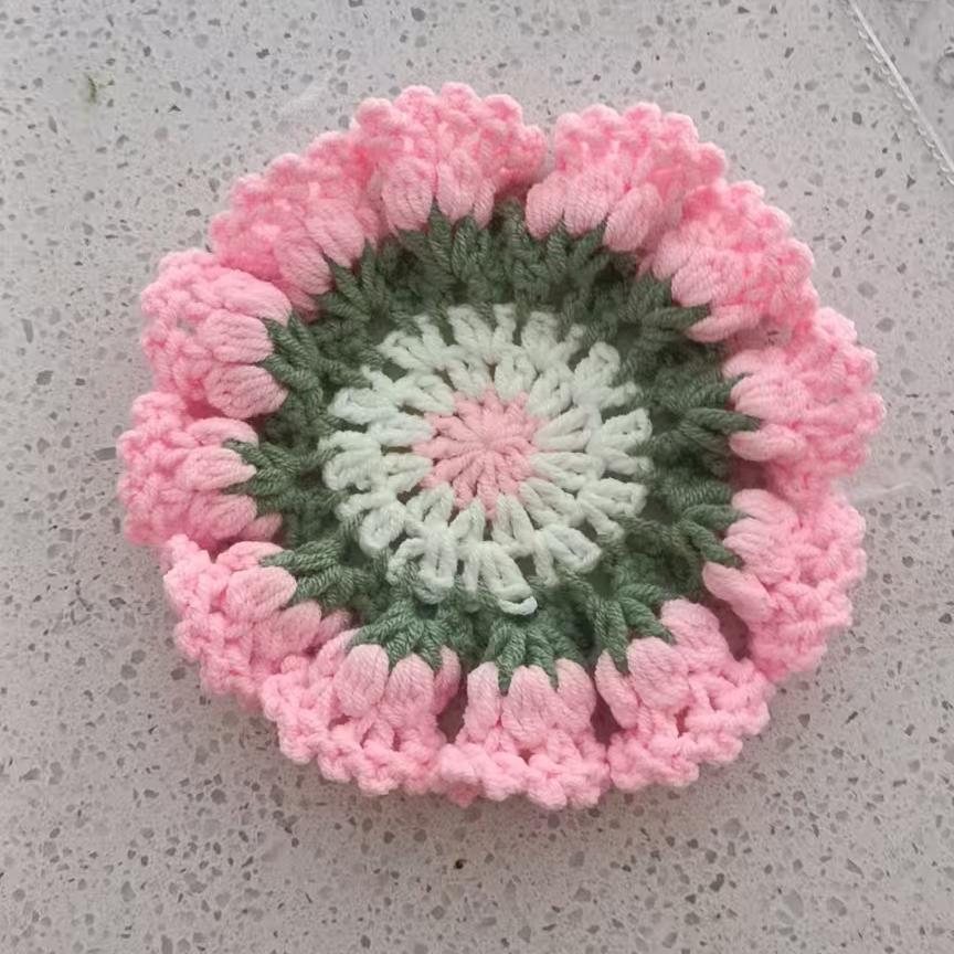 Handmade Crochet Lily of the Valley Coaster Set with Transformable Floral Design Eco-Friendly Home Decor Unique Gift for Mom - MyMoonLampAu