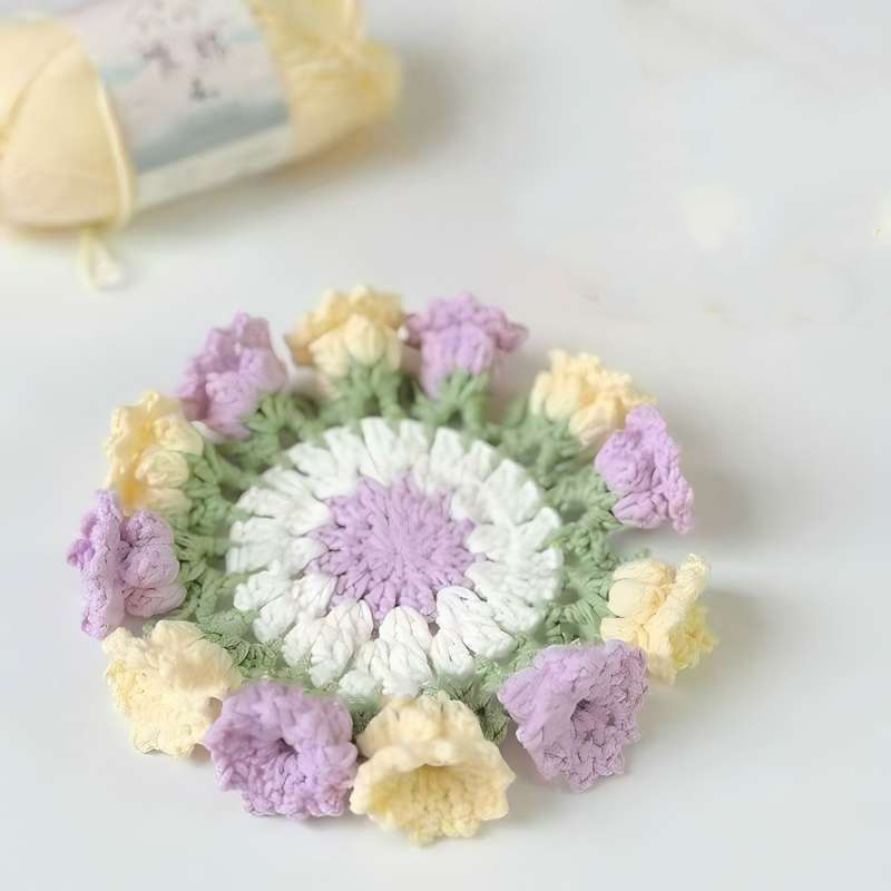 Handmade Crochet Lily of the Valley Coaster Set with Transformable Floral Design Eco-Friendly Home Decor Unique Gift for Mom - MyMoonLampAu