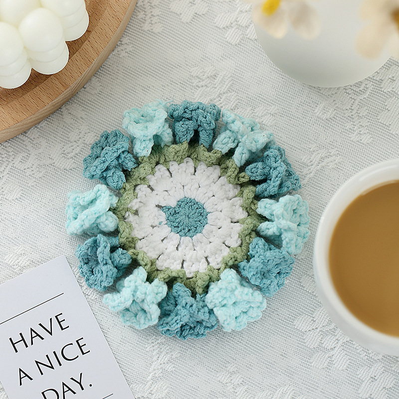 Handmade Crochet Lily of the Valley Coaster Set with Transformable Floral Design Eco-Friendly Home Decor Unique Gift for Mom - MyMoonLampAu