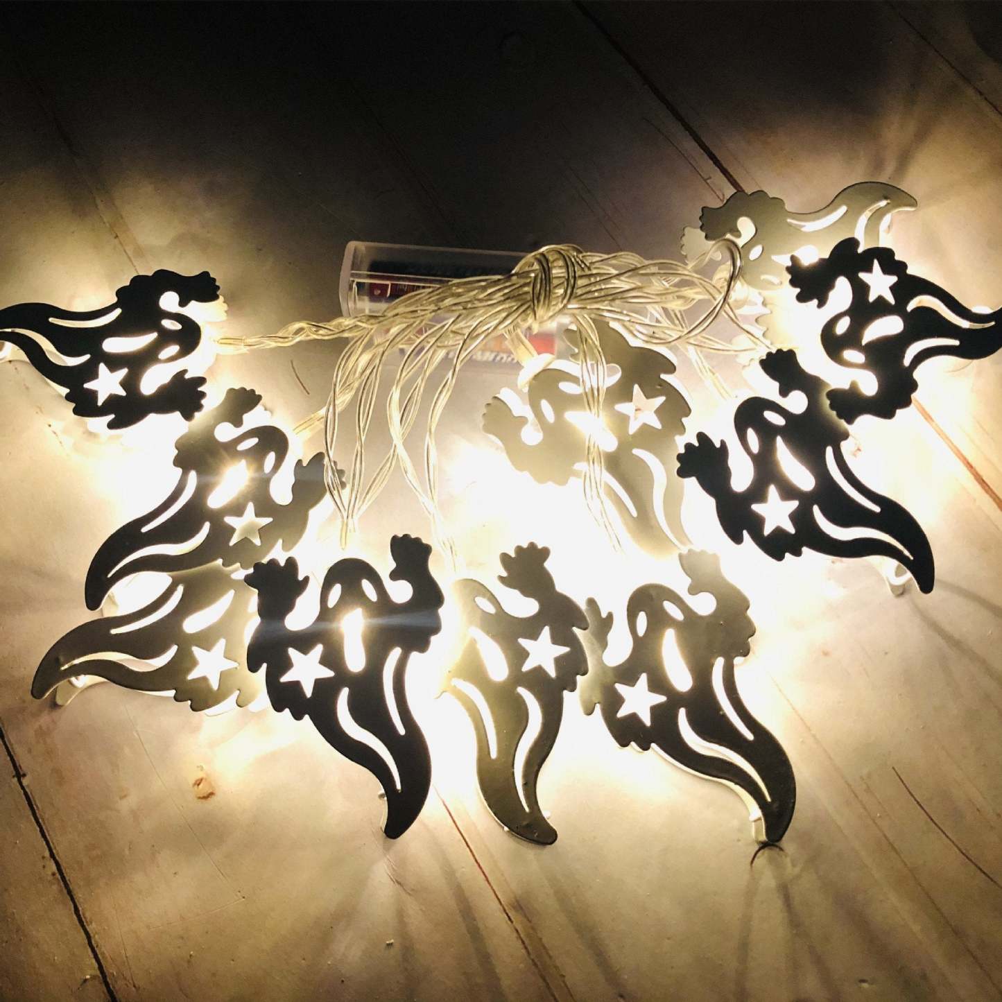 Halloween String Lights Halloween Decorations Lights Battery Operated Fairy Lights Halloween Party Decoration White Ghost-Warm White Light