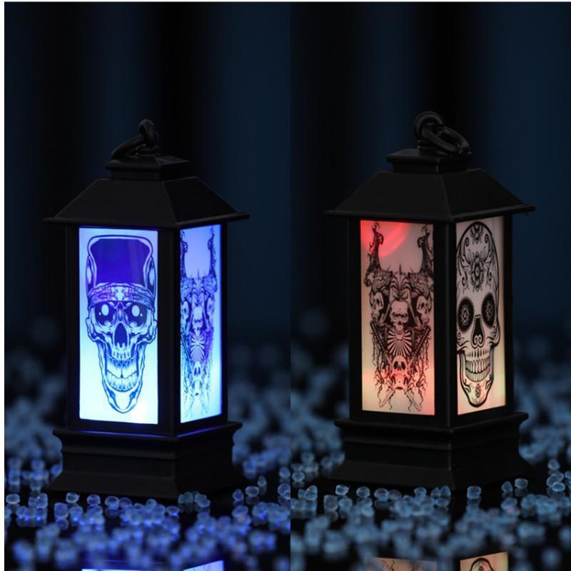 Halloween Luminous Oil Lamp Luminous Ornaments Skeleton Pumpkin Lantern Party Window Scene Layout