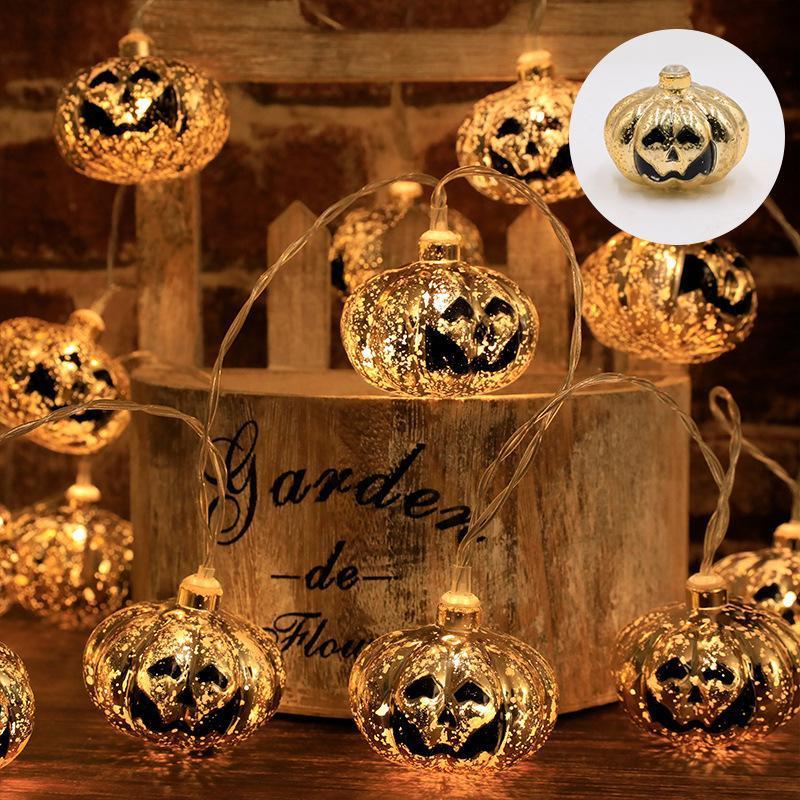 Halloween Atmosphere LED Lights New Electroplating Pumpkin LED Lights Home Party Decor Ornament