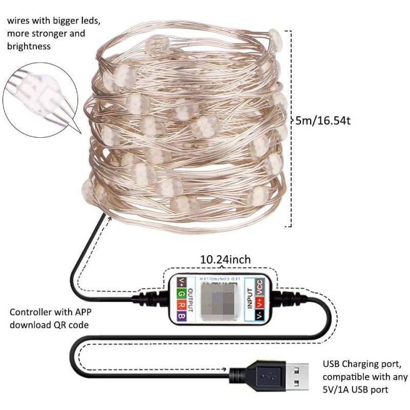Christmas Tree String Lights Bluetooth Control Fairy Lights Led Twinkle Lights for Party Camping - mymoonlampau