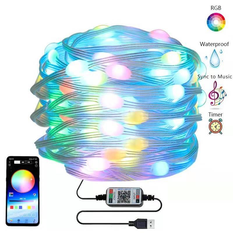 Christmas Tree String Lights Bluetooth Control Fairy Lights Led Twinkle Lights for Party Camping - mymoonlampau