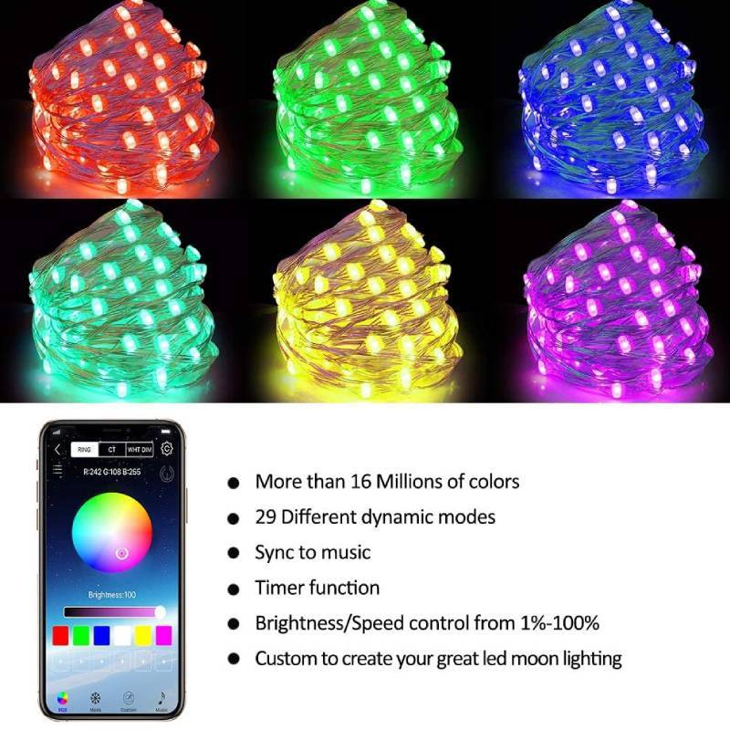 Christmas Tree String Lights Bluetooth Control Fairy Lights Led Twinkle Lights for Party Camping - mymoonlampau