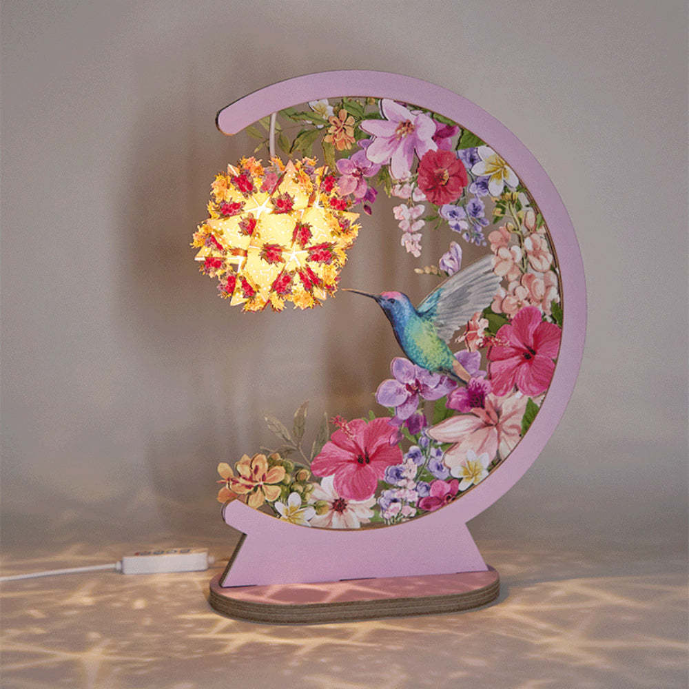 Valentine's Day 3D Paper Carving Lamp Hummingbird 3D Paper Carving Night Lights - mymoonlampau