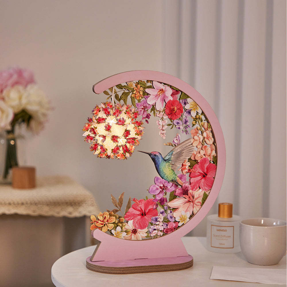 Valentine's Day 3D Paper Carving Lamp Hummingbird 3D Paper Carving Night Lights - mymoonlampau