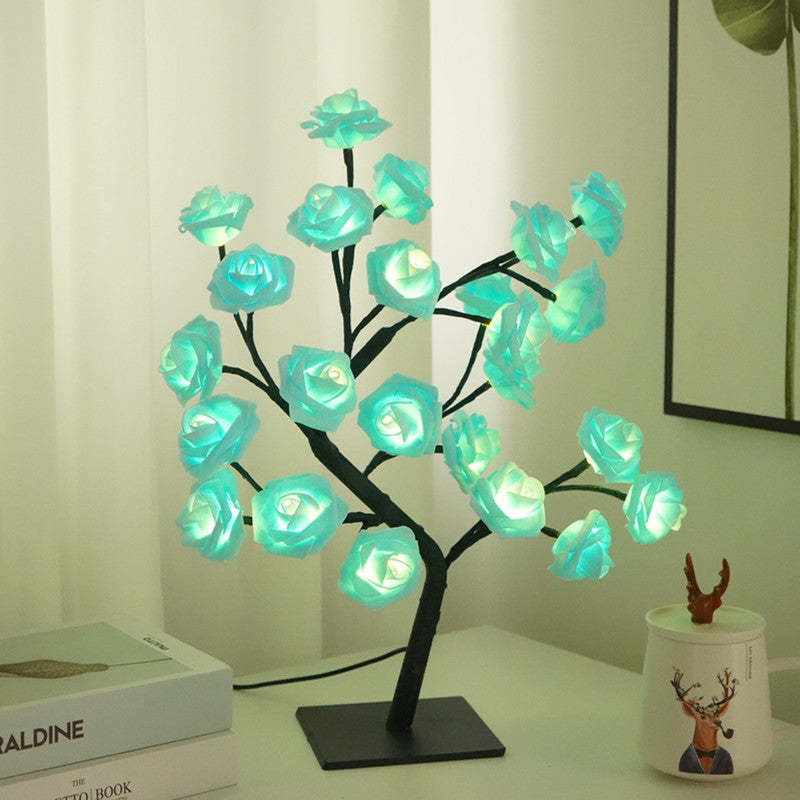 LED Simulation Flower Rose Tree Light Decorative Night Light Anniversary Gift for Lover - Colorful - mymoonlampau