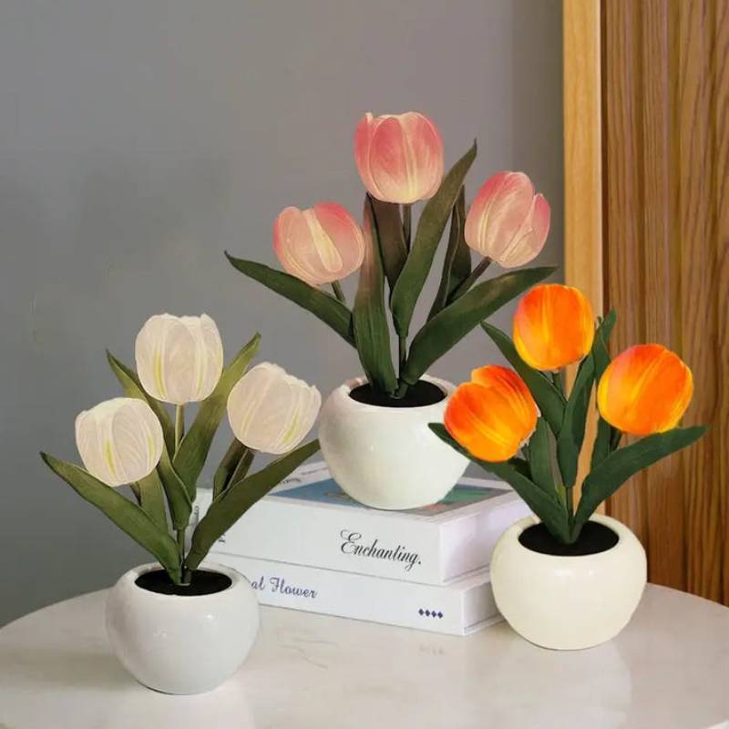 Tulip Flower Lamp Cute Flowers Night Light Home Decor Gifts for Mom - mymoonlampau