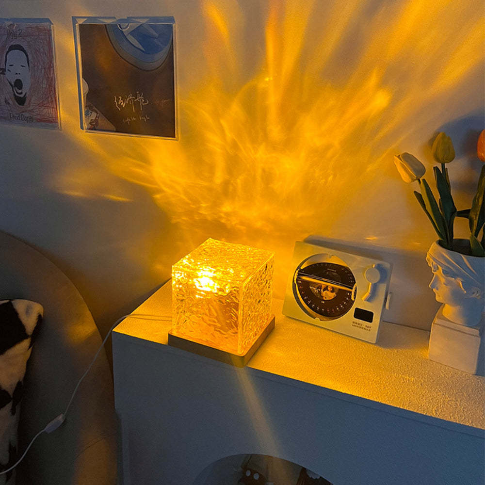 Dynamic Rotating Water Ripple Night Light Bedroom Lamp Home Decor Gifts - mymoonlampau