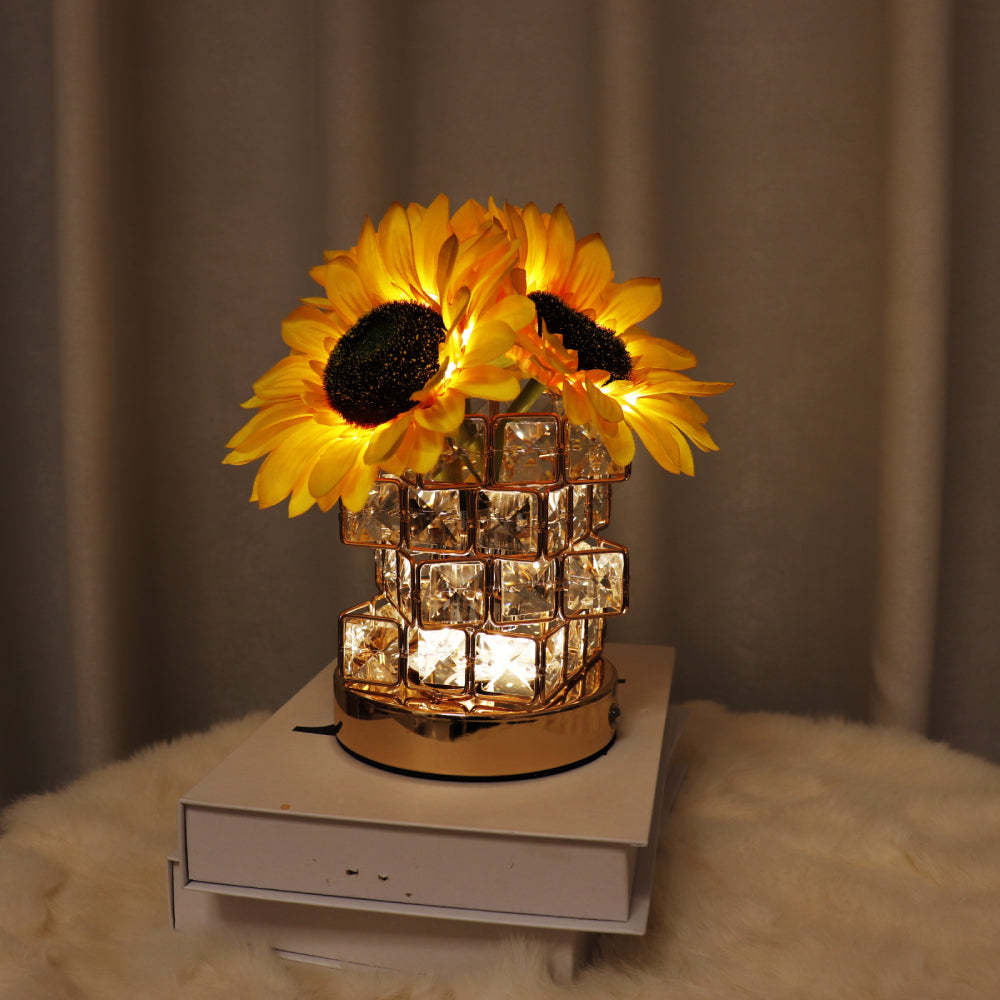 Romantic Sunflower Night Light Cube Flower Lamp Home Decor Gifts - mymoonlampau