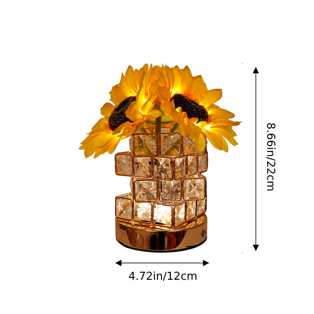 Romantic Sunflower Night Light Cube Flower Lamp Home Decor Gifts - mymoonlampau