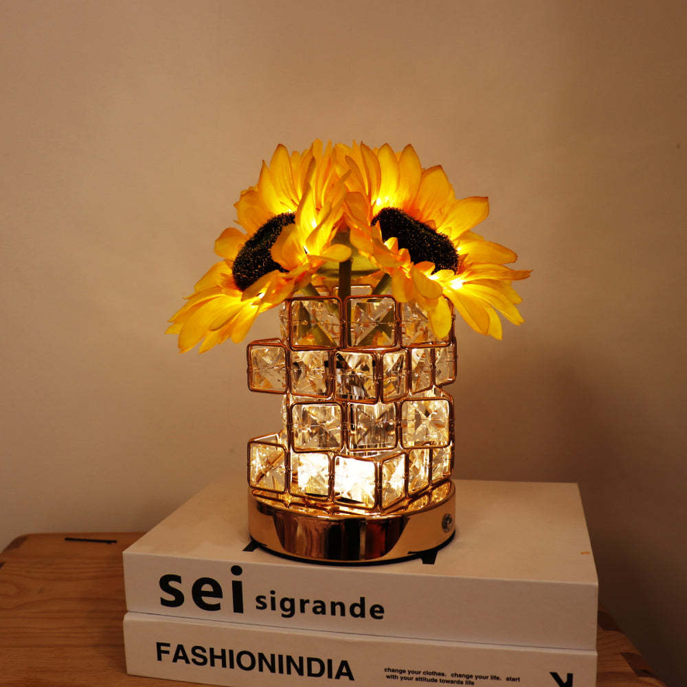 Romantic Sunflower Night Light Cube Flower Lamp Home Decor Gifts - mymoonlampau