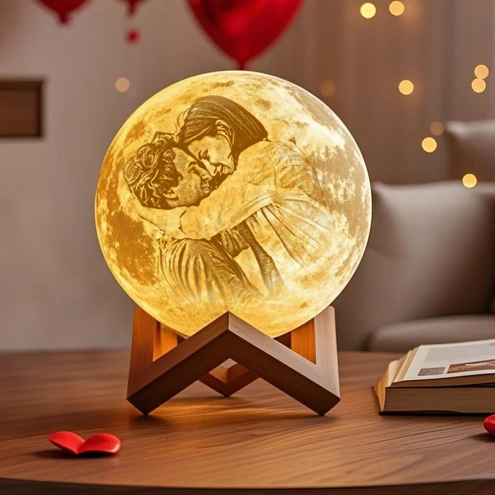 Customised 3D Photo Moon Lamp Valentine's Day Gift Engraved Luna Lamp Perfect Gift For Couples