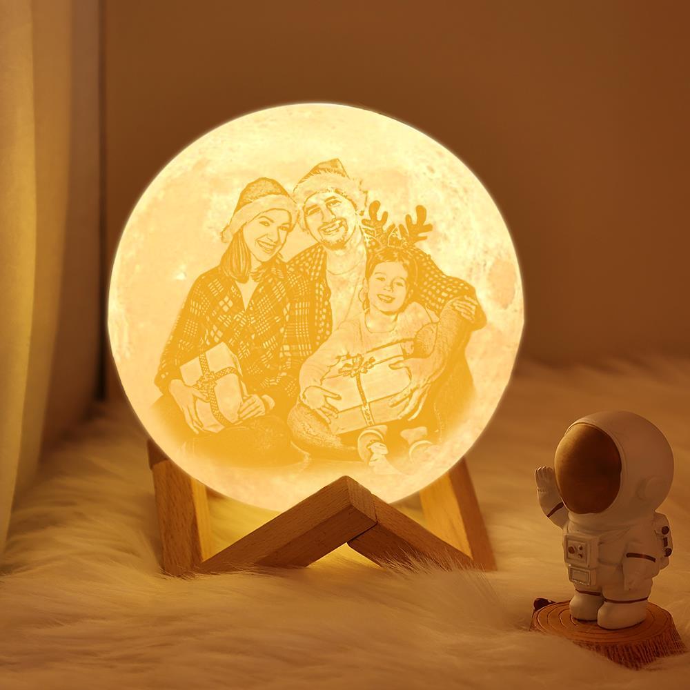 2 Colors Custom 3D Printed Photo Moon Lamp Engraved with Your Names