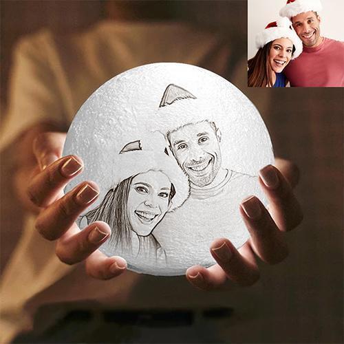 Personalised Creative 3D Print photo Moon Lamp, Engraved Lamp - Touch Two Colors