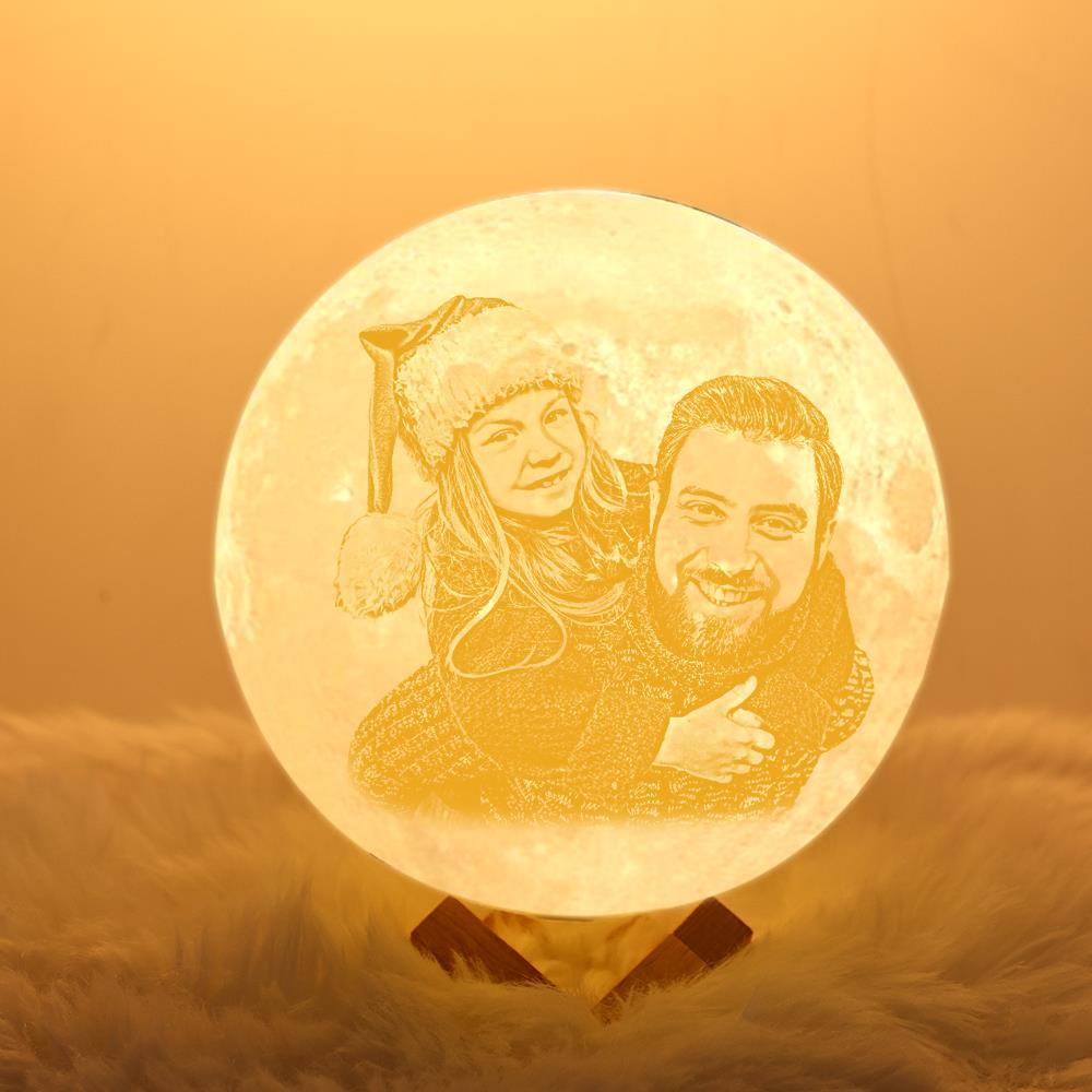 Custom Photo Moon Lamp Mother and Baby Engraved