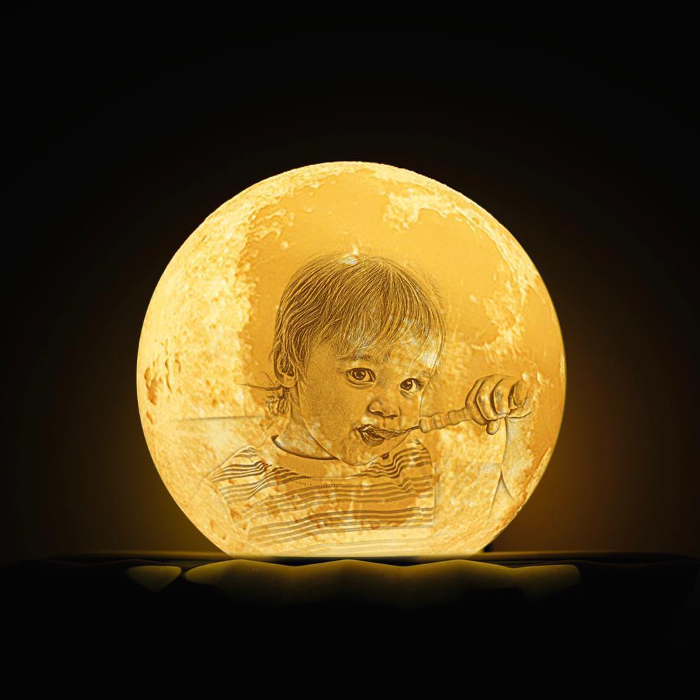 Personalised Creative 3D Print photo Moon Lamp, Engraved Lamp - Touch Two Colors