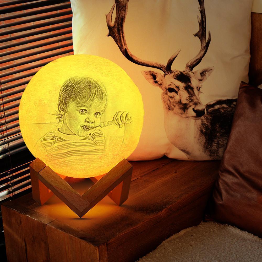 Personalised Creative 3D Print photo Moon Lamp, Engraved Lamp - Touch Two Colors